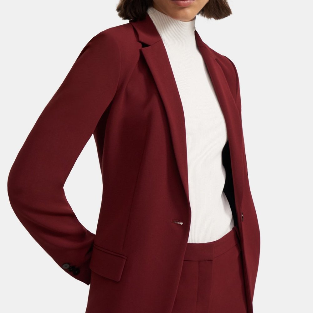 THEORY Staple Blazer B size 6 Currant Admiral Crepe New NWT